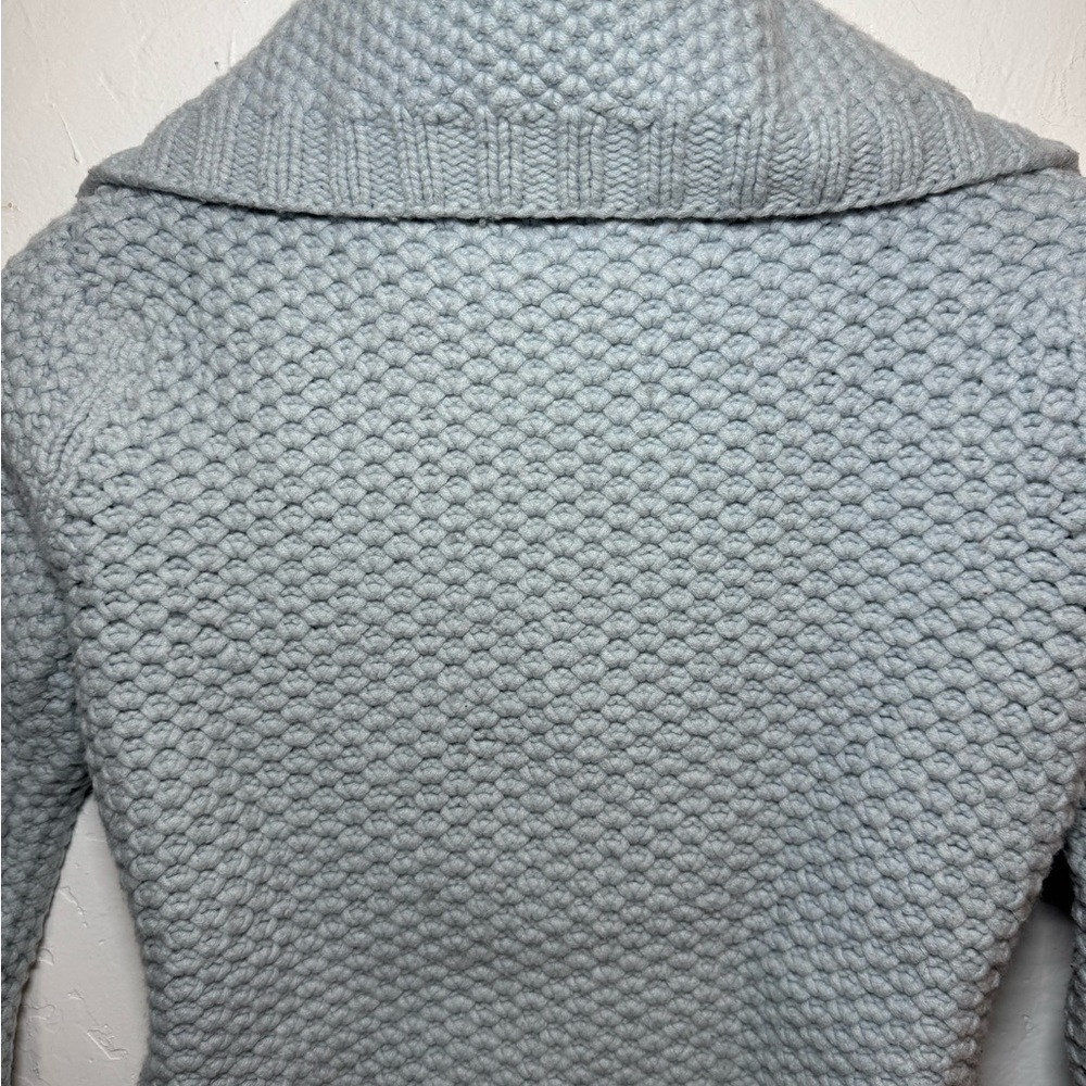 ALMOST VINTAGE AQUA LIGHT BLUE WOOL CASHMERE SWEATER CARDIGAN SZ SMALL - Picture 7 of 9